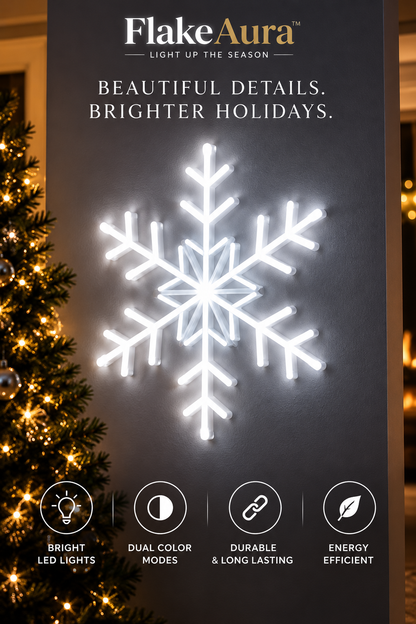 FlakeAura™ LED Snowflake Wall Art